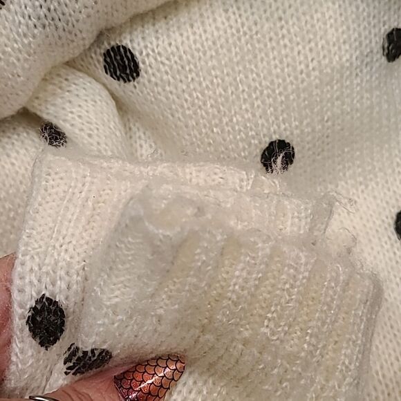 Wooden Ships Oversized Knit Sweater V-Neck Mohair Blend Polka Dot XS/SM - Picture 6 of 7